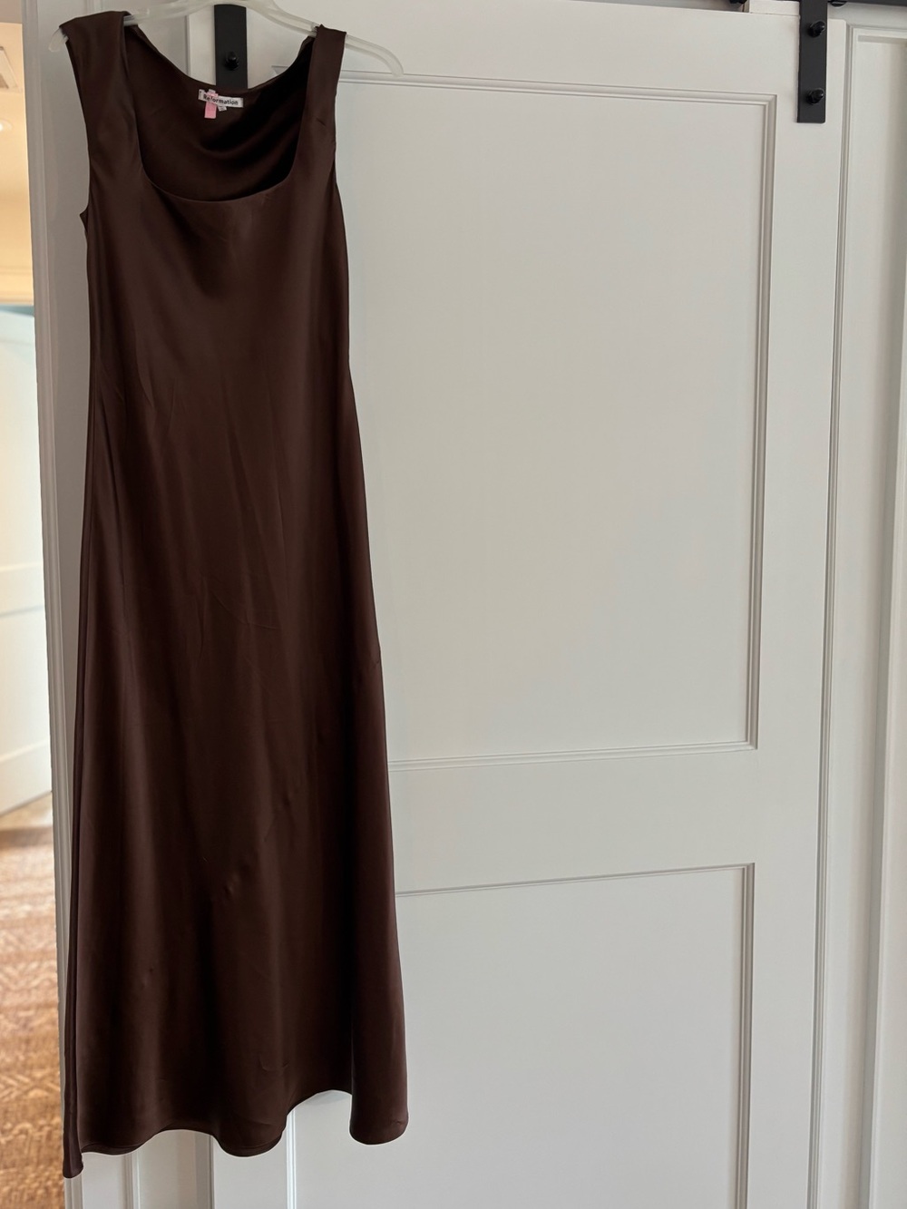 Reformation Dark Brown Satin Maxi Slip Dress